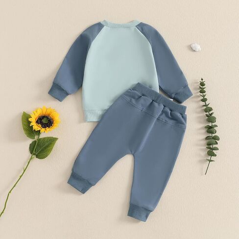 Toddler Baby Boy Clothes Letter Print Long Sleeve Sweatshirt Pullover Tops and Jogger Pants Cute Fall Winter Outfit in Kuwait