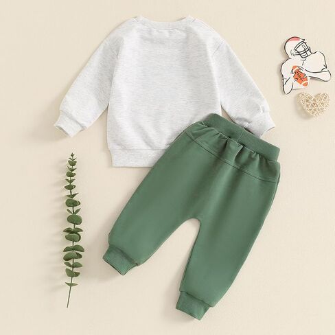 Toddler Baby Boy Clothes Letter Print Long Sleeve Sweatshirt Pullover Tops and Jogger Pants Cute Fall Winter Outfit in Kuwait