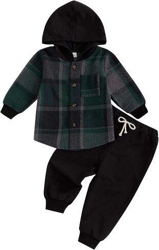 Ledy Champswiin Toddler Girl Boy Hoodie Outfit Long Sleeve Sweatshirt Top with Pants 2Pcs Sweatsuits Fall Winter Clothes Set in Kuwait