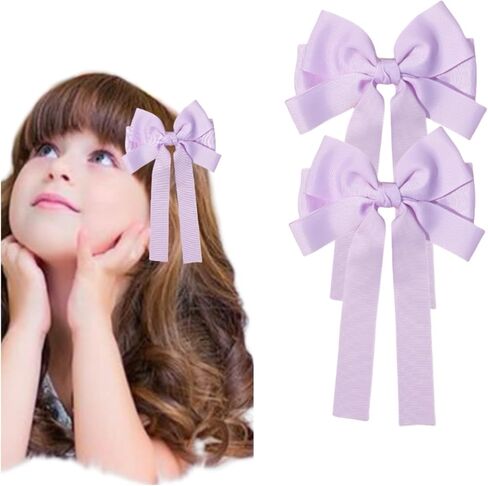 2pc Bontique Ribbon Hair Bows Clip Barrettes Cute Alligator Hairpins For Teens Toddlers Baby Girls Kids Stylish Handmadehair Accessories for Her Everyday Wear, Red (A) in Saudi Arabia
