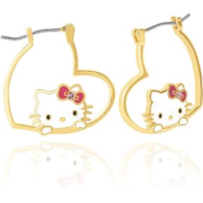 My Melody Earrings, Official License Sanrio Hello Kitty and Friends Yellow Flash Plated Heart Hoop Earrings, My Melody Stuff