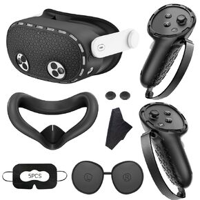 Silicone Cover Set Compatible with Meta/Oculus Quest 3S: Controller Grips Cover - Facial Interface Cover - Protective Lens Cover - VR Shell Cover