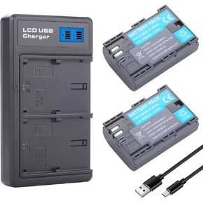 LP-E6NH 2250mAh Battery, 2 Packs, Compatible for Canon EOS R EOS R5 EOS R6 EOS R6 II EOS R7 EOS 90D EOS 60D EOS 70D EOS 80D EOS 6D II EOS 7D EOS 7D Mark II Cameras with 2-Channel Charger