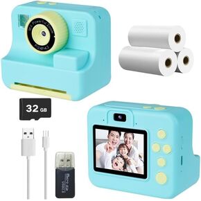 Instant Print Camera for Kids,2.4 Inch Screen Kids Instant Cameras, Christmas Birthday Gifts Portable Kid’s Toy for Girls Boys Age 3-12 Years (Green)