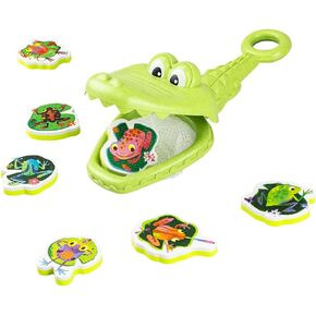 Tiger Tribe: Croc Chasey - Catch A Frog - Fun Bath Time Toy, Snap-Scoop-Catch Frogs, Open & Close Mouth, ECO Bio-Plastic, Toddlers & Kids Ages 2+
