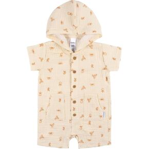 Gerber Baby Boys' Hooded Cotton RomperRomper