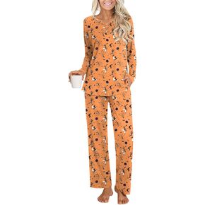 Anydoll Womens Pajamas Set, 2 Piece Lounge Outfits Fall Long Sleeve Button Up Sleepwear with Pockets Ladies Pjs Set