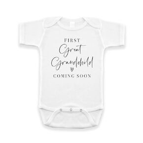Surprise Pregnancy Announcement Infant Bodysuit - First Great Grandchild Coming Soon - New Baby Reveal Gift for Great Grandparents (White)