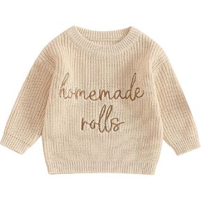 Amnnchya Toddler Infant Newborn Baby Boy Girl Sweater Homemade Rolls Knit Crewneck Pullover Sweatshirt Thanksgiving Outfit in Saudi Arabia