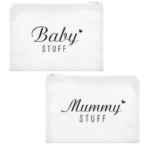 Giantree 2 Pcs Mum to Be Gifts, Baby Shower Pregnancy Gifts, Mum to be Canvas Pouch Cosmetic Bag with Zipper, White Cosmetic Bag Gift for Her, Bags Mummy to Be Wish Bracelet Gifts for Pregnant Women