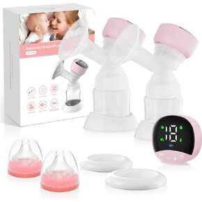 Breast Pump Wearable, Wireless Pump with Comfortable Sealed Flange-24mm, 4 Modes & 12 Levels Electric Pump Portable, Low Noise, Smart Display (Pink)