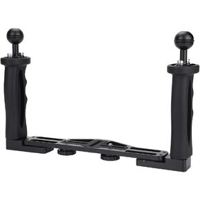 Underwater Video Light Stabilizer Tray, Ergonomic Handle Grip, Lightweight Aluminium Tray with 1/4in Screws for Underwater Camera