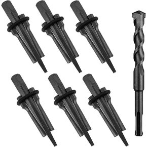 6PCS 5/8" Rock Wedge and Feather Shims with 1PCS Rotary Hammer Drill Bit |Concrete Marble Granite Rock Stone Splitting Hand Tools