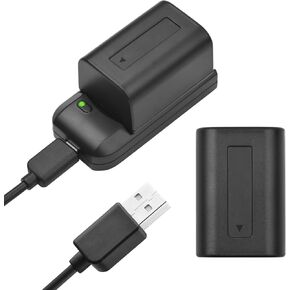 Andoer NP-FV5 Battery Charger with LED Indicator Light + 2 NP-FV5 Plus 3.7V 1000mAh Batteries with USB Charging Cable