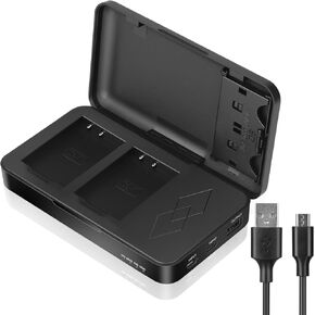 JYJZPB LP-E17 Battery Charger Case with 2 SD Card Slots and USB Output Fit for Canon EOS RP, R8, R50, R10 Rebel T6i, 7i, 8i, T6s, SL2, SL3, 8000D, 800D, 200D, 750D, 760D, M3, M5, M6 Camera Batteries