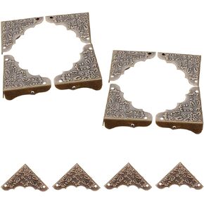 Antique Decorative Corner Protectors, Yetaha 12PCS Retro Bronze Box Corner Carve Patterns Edge Safety Guards for Furniture Hardware Desk Jewelry Chest Wood Cases, with Nails