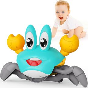 Crawling Crab Baby Toy, Infant Tummy Time Toys for 3-6 Year olds with Music and LED Light, Sensory Toys for Babies Toddlers 3 Year Old, Music Development Gift for 7 8 9 Year olds boy（RED）