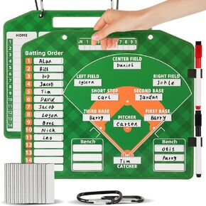 Magnetic Baseball Lineup Board，Baseball Lineup Cards Baseball Lineup Board For Dugout Softball Lineup Cards Baseball Clipboard for Coaches Double-sided Use Baseball Coaching Accessories(Dark Green)