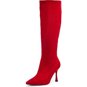 GENSHUO Knee High Heel Boots for Women Elegant Pointed Toe Stiletto Boots Trendy Side Zipper Women’s Heel Stylish and Sexy Design
