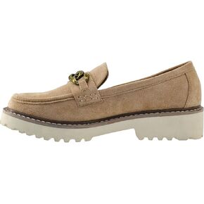 Corkys Footwear Women's Literally Camel Faux Suede Loafer with 1.5 inch Chunky Heel Size 12
