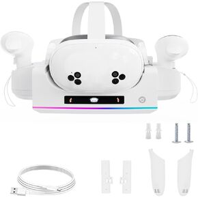 VR Charging Station for Meta Quest 3s, Fast Charging Dock with LED Indicator, Wall Mount Quest 3s Charging Stand for VR Headset and Touch Controller