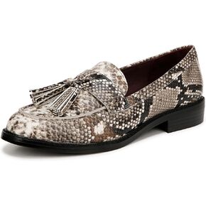 Franco Sarto Womens Carolynn Slip On Tassel Loafers Grey Multi Snake 7 M
