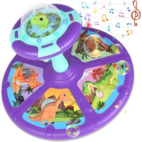 RetroAudio Dinosaur Sit and Spin Toy for Toddlers 1-3 3-5 360°Spinning Toys Birthday Gift for Girls Boys, Sit n Spin Toys for Toddlers 2-4 with LED & Music Active Play Early Development Toys