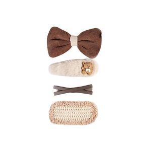 Cute Fabric Hair Clips Set #5 for Girls, Women, Kids, Baby- Great Gift, Hair Accessories, Brown
