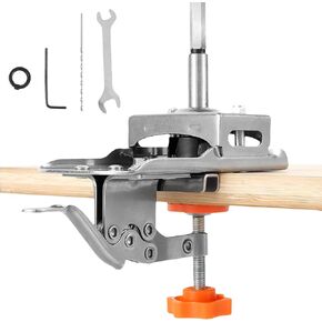 Concealed Door Hinge Jig 35mm Stainless Steel Locking Cabinet Hinge Jig Accurate Hinge Drilling Jig Guide Adjustable Puncher Locator Hole Drilling Positioning Tool for Cabinet US(Loser,silver)