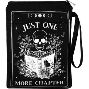 Gothic Book Sleeve Gift - Just One More Chapter Skeleton Black Tarot Card Zipper Books Covers with Front Pocket Washable Book Protector Bookish Reader Book Lovers Gifts for Books Paperbacks