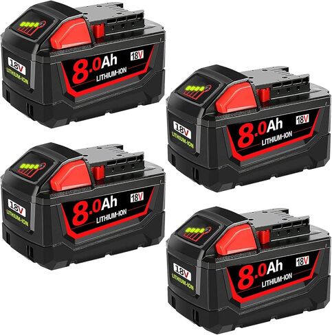 2 Pack 8.0Ah M -18 Lithium-ion Replacement for Milw Battery Compatible with Milw M-18 Battery 48-11-1812 48-11-1850 48-11-1852 48-11-1862 for Cordless Power Tools Battery in Saudi Arabia