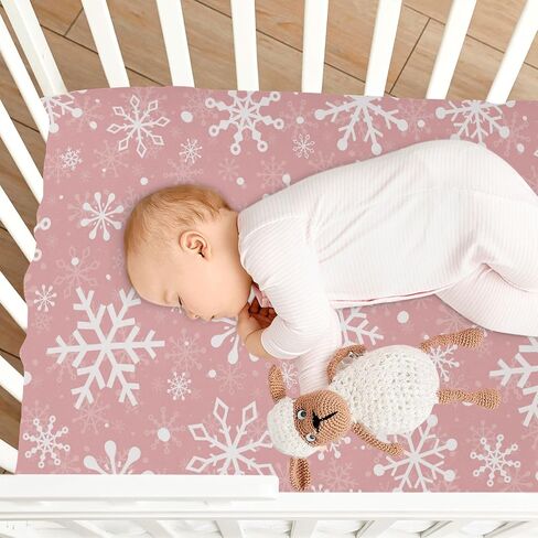 Christmas Snowflakes Fitted Crib Sheet for Boys Girls Baby Crib Sheet Crib Mattress Sheet Baby Sheets for Infant Baby,39 x 27 in in Saudi Arabia