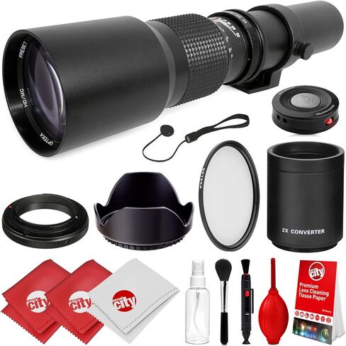 Opteka 500mm (with 2X- 1000mm) f/8 Preset Telephoto Lens Bundle Compatible with Canon RF-Mount EOS RP and R Mirrorless Cameras in Kuwait