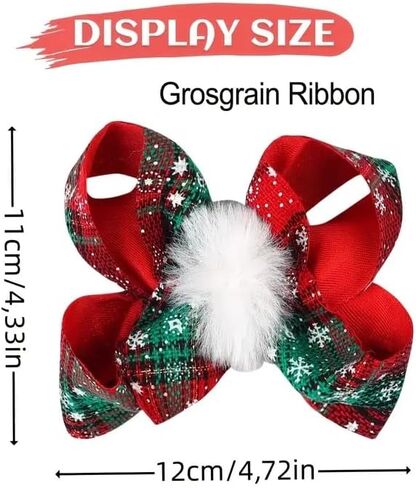 2 Packs Christmas Hair Bows Clips Large Christmas Buffalo Plaid Bow Clips Lattice BowKnot Hair Clips with Fluffy Pom Balls Design Xmas Bow Knots Hairpins Hair Barrettes for Toddler Girls Baby Headwear in Saudi Arabia