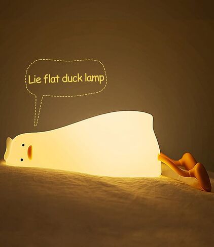 Zendure LED Lying Flat Duck Night Light, Cute Light Up Duck, Silicone Dimmable Nightlight, Rechargeable Bedside Touch Lamp for Breastfeeding Toddler Baby Kids Room Decor Gift in Saudi Arabia