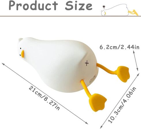 Zendure LED Lying Flat Duck Night Light, Cute Light Up Duck, Silicone Dimmable Nightlight, Rechargeable Bedside Touch Lamp for Breastfeeding Toddler Baby Kids Room Decor Gift in Saudi Arabia