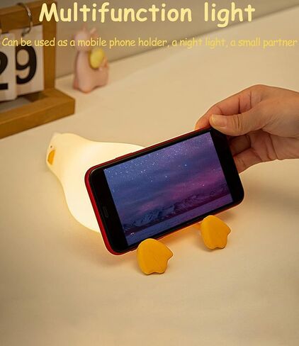 Zendure LED Lying Flat Duck Night Light, Cute Light Up Duck, Silicone Dimmable Nightlight, Rechargeable Bedside Touch Lamp for Breastfeeding Toddler Baby Kids Room Decor Gift in Saudi Arabia