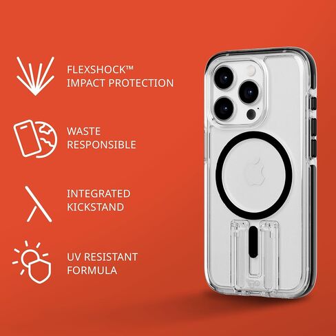 Tech21 Evo Crystal Kick case for iPhone 15 Pro - Compatible with MagSafe - Impact Protection Case - Clear/Black in Saudi Arabia