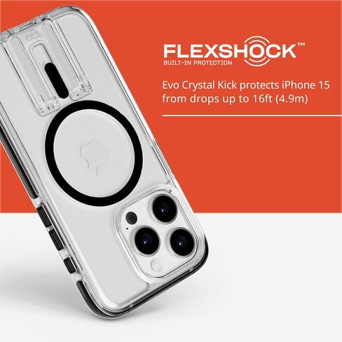 Tech21 Evo Crystal Kick case for iPhone 15 Pro - Compatible with MagSafe - Impact Protection Case - Clear/Black in Saudi Arabia