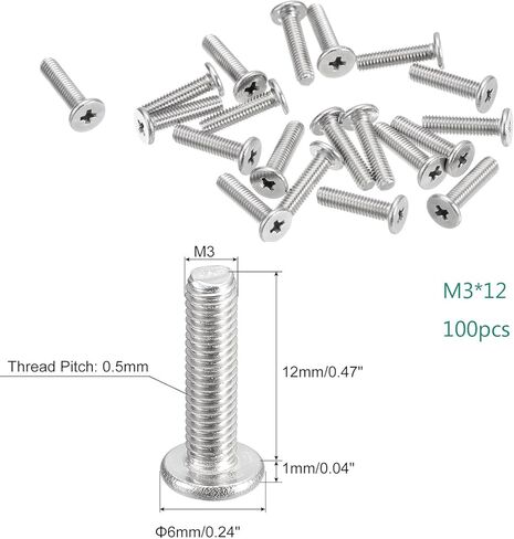 براغي YXQ M3-0.5 x 8 مم برأس مستديرة مسطحة 304 من الفولاذ المقاوم للصدأ فيليبس محرك براغي أدوات تثبيت لتوصيل الأثاث، 100 قطعة in Saudi Arabia