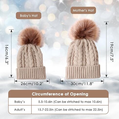 2 قطعة الوالدين والطفل متماسكة قبعة الأسرة مطابقة قبعة شتوية قبعة الأم والطفل الكروشيه قبعة قبعة تزلج مع بوم in Kuwait