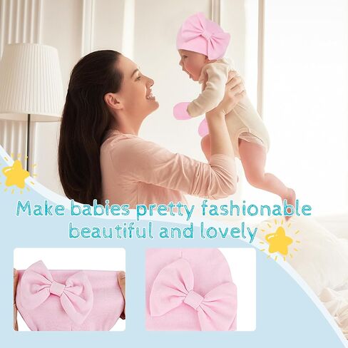 Zando Baby Girl Hats قبعة صغيرة للأطفال حديثي الولادة مع القوس الكبير قبعات الأطفال حديثي الولادة 0-6 أشهر قبعة المستشفى حديثي الولادة قبعات الرضع للأولاد والبنات قبعة صغيرة للأطفال قبعة Preemie قبعة شتوية للأطفال 4 عبوات 3 0-3 أشهر in Saudi Arabia