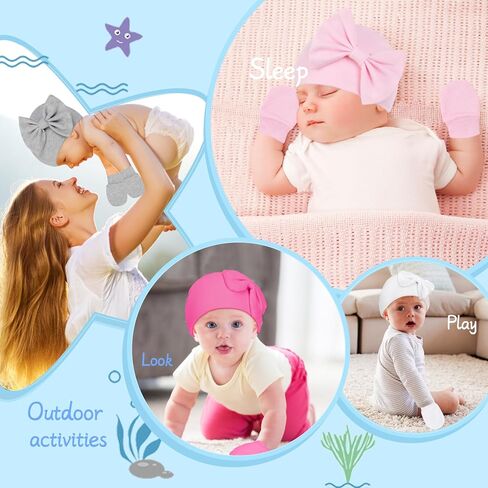 Zando Baby Girl Hats قبعة صغيرة للأطفال حديثي الولادة مع القوس الكبير قبعات الأطفال حديثي الولادة 0-6 أشهر قبعة المستشفى حديثي الولادة قبعات الرضع للأولاد والبنات قبعة صغيرة للأطفال قبعة Preemie قبعة شتوية للأطفال 4 عبوات 3 0-3 أشهر in Saudi Arabia