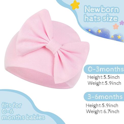Zando Baby Girl Hats قبعة صغيرة للأطفال حديثي الولادة مع القوس الكبير قبعات الأطفال حديثي الولادة 0-6 أشهر قبعة المستشفى حديثي الولادة قبعات الرضع للأولاد والبنات قبعة صغيرة للأطفال قبعة Preemie قبعة شتوية للأطفال 4 عبوات 3 0-3 أشهر in Saudi Arabia