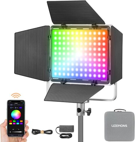 مصباح فيديو Godox LP400R RGB LED مع Barndoor، 36W 1800K-10000K 6480Lux LED لوحة ضوء مع 14 تأثيرات FX APP التحكم CRI/TLCI 96+ Dimmable 0-100% أضواء استوديو ناعمة للتصوير الفوتوغرافي in Saudi Arabia