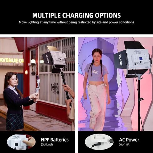 مصباح فيديو Godox LP400R RGB LED مع Barndoor، 36W 1800K-10000K 6480Lux LED لوحة ضوء مع 14 تأثيرات FX APP التحكم CRI/TLCI 96+ Dimmable 0-100% أضواء استوديو ناعمة للتصوير الفوتوغرافي in Saudi Arabia