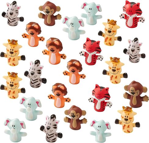 Animal Finger Puppets by Forest & Twelfth Kids, Fun Gifts and Party Favors for Boys and Girls, Includes Lion, Elephant, Tiger, Giraffe, Tiger & Monkey Toys, Pack of 12 or 24 (Pack of 12) in Saudi Arabia