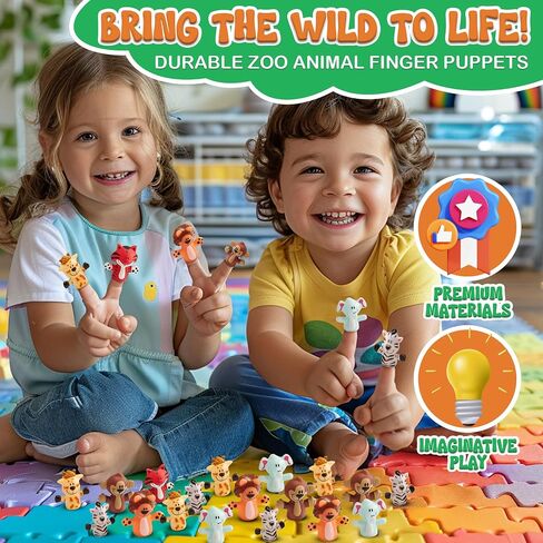 Animal Finger Puppets by Forest & Twelfth Kids, Fun Gifts and Party Favors for Boys and Girls, Includes Lion, Elephant, Tiger, Giraffe, Tiger & Monkey Toys, Pack of 12 or 24 (Pack of 12) in Saudi Arabia