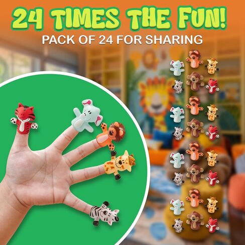 Animal Finger Puppets by Forest & Twelfth Kids, Fun Gifts and Party Favors for Boys and Girls, Includes Lion, Elephant, Tiger, Giraffe, Tiger & Monkey Toys, Pack of 12 or 24 (Pack of 12) in Saudi Arabia