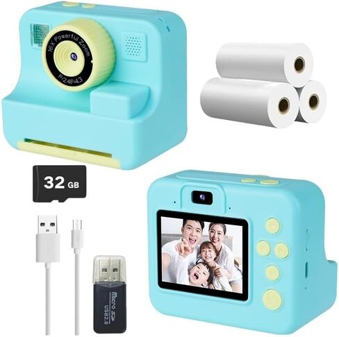 Instant Print Camera for Kids,2.4 Inch Screen Kids Instant Cameras, Christmas Birthday Gifts Portable Kid’s Toy for Girls Boys Age 3-12 Years (Green) in Saudi Arabia